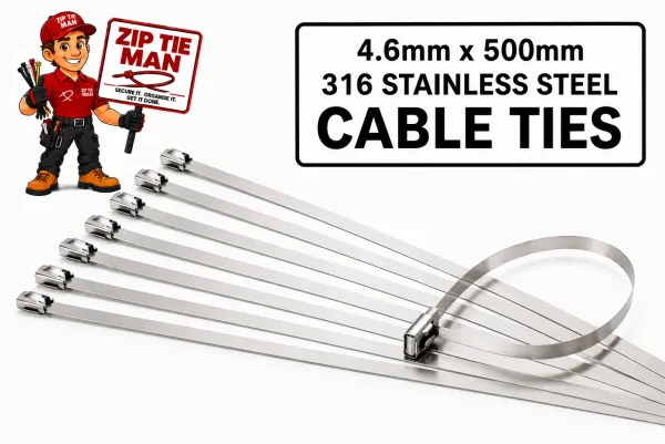 4.6mm x 500mm 316 Stainless Steel Cable Ties 100pcs